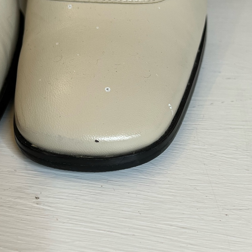 ETIENNE AIGNER Cream Leather Square Toe Block Heel Pumps Women’s Size |8.5 - Picture 5 of 6